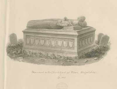 Stenkyrkan - [William Cromptons grav]: sepiateckning av John Buckler
