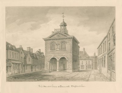 Tamworth - The Market House: sepiateckning av John Buckler