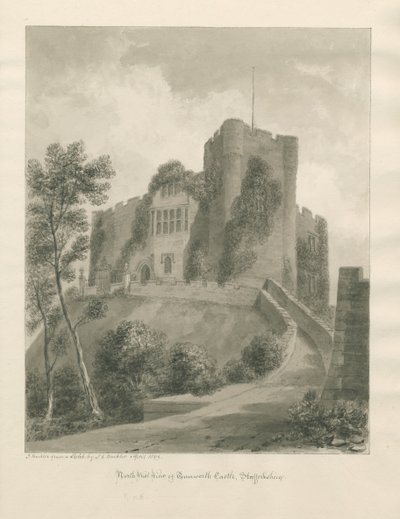 Tamworth Castle: sepiateckning, april 1849 (ritning) av John Buckler