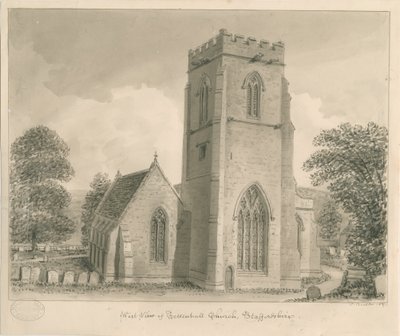 Tettenhalls kyrka: sepiatvättteckning, 1837 av John Buckler