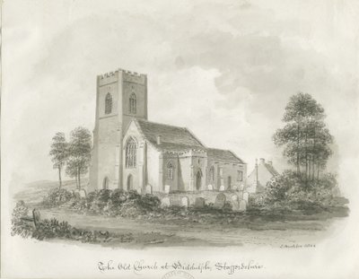 Den gamla kyrkan i Biddulph, Staffordshire, 1844 av John Buckler