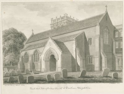 Trentham - New Church: sepiateckning, 1844 av John Buckler