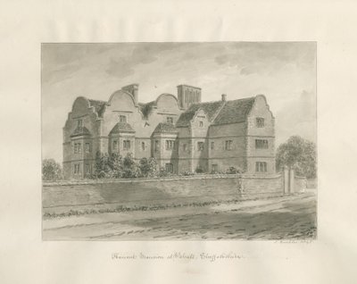 Walsall - "Ancient Mansion": sepiatvättteckning av John Buckler