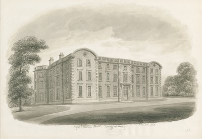 Weston-under-Lizard - Hall: sepiatvättteckning av John Buckler