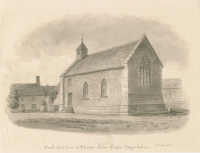 Wheaton Aston Chapel: sepiatvättteckning av John Buckler