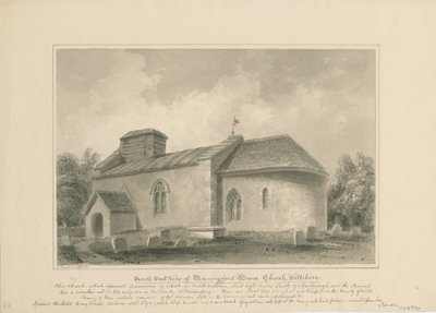 Wiltshire - Manningford Bruce Church: sepiateckning, 1806 av John Buckler