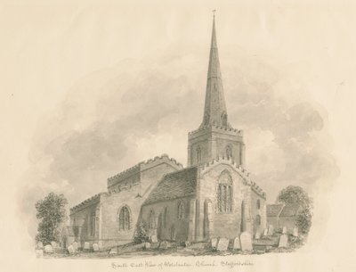 Wolstanton Church: sepiateckning av John Buckler