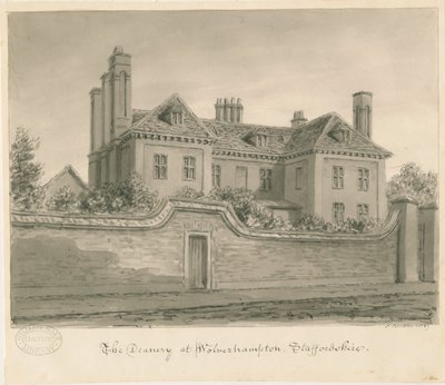 Wolverhampton - The Deanery House: sepiateckning av John Buckler