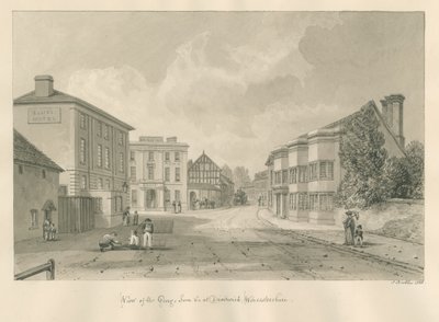 Worcestershire - Droitwich - George Inn: sepiateckning, 1833 av John Buckler