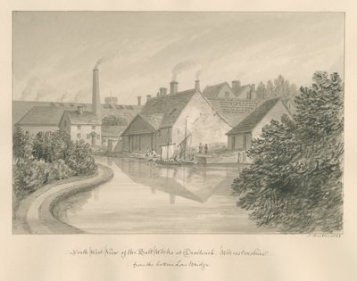 Worcestershire - Droitwich - Saltverk: sepiateckning, 1833 av John Buckler