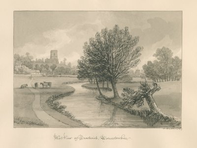 Worcestershire - Droitwich - West View of Town: sepiateckning, 1833 av John Buckler