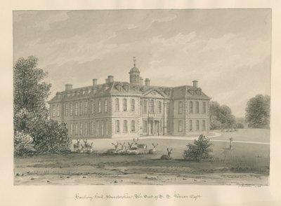 Worcestershire - Hanbury Hall: sepiateckning, 1833 av John Buckler
