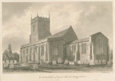 Yoxall kyrka: sepiateckning av John Buckler