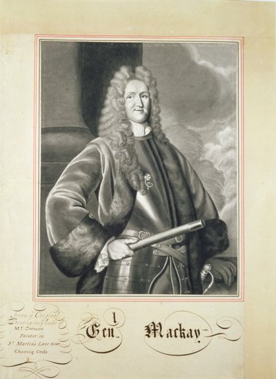 Porträtt av Hugh Mackay, 1600-talet (borsta och tvätta på papper) av John Bullfinch