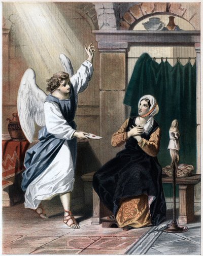 Ängel kommer med ett brev från Gud till Christiana, c1850 av John Bunyan Bristol