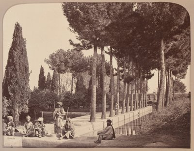 Afghanska stammän vilar i Baburs trädgårdar, Jalalabad, 1878 av John Burke