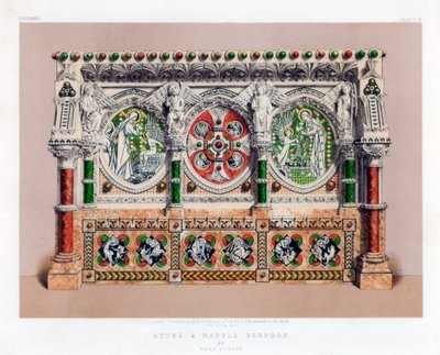 Sten och marmor Reredos, 1800-talet. av John Burley Waring