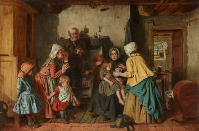 The Poor Helping the Poor (olja på duk) av John Burr