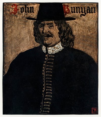 John Bunyan (1872-1919) författare till The Pilgrims Progress From This World, To That What Is To Come, illustration av Byam Shaw (1872-1919) av John Byam Liston Shaw