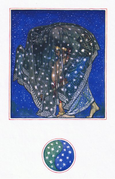 Reverie: Zamur-u-Din: I tusen år har natten med tusen himmel fört män hit, illustration från Kamas trädgård (och andra texter från Indien), 1920 av John Byam Liston Shaw