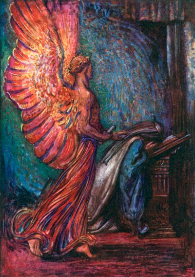 Budbäraren kommer till Christiana (färglitografi) av John Byam Liston Shaw