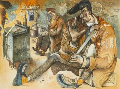 The Slab Boys (penna och bläck och akvarell) av John Byrne