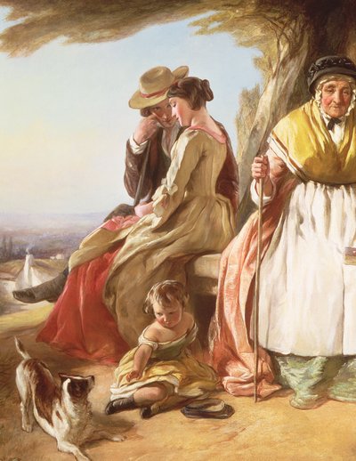 Ungdom och ålder, detalj av älskarna (detalj av 59345) av John Callcott Horsley