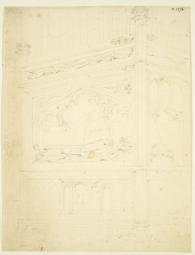 Monument till William Canynges i St Mary Redcliffe (penna och akvarell på papper) av John Carter