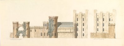 North Aspects of Lea Castle och West Aspect of Wolverley, Cookley, Worcestershire, ca. 1816. av John Carter.