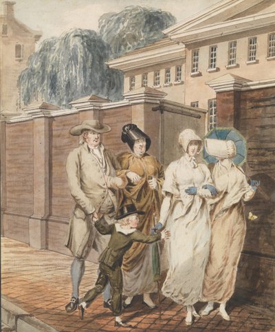 Söndag morgon framför Arch Street Meeting House, Philadelphia, 1811-ca. 1813. av John Carter.