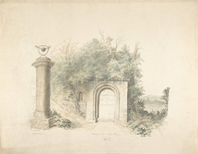 Titelsida till en grupp av planer, höjder och natursköna interiörer av Lea Castle, Worcestershire..., 18 av John Carter.