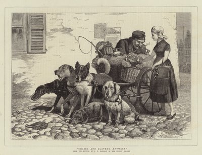 Kedjor och slaveri, Antwerpen (gravyr) av John Charles (after) Dollman