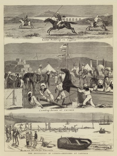 Ockupationen av Cypern, skisser från Larnaca (gravyr) av John Charles (after) Dollman