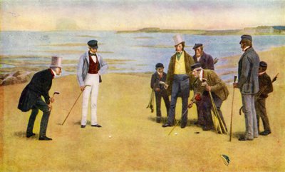 The Stymie, en foursome som spelar golf på North Berwick av John Charles (after) Dollman
