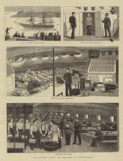 Militärt liv ombord på ett truppskepp av John Charles Dollman