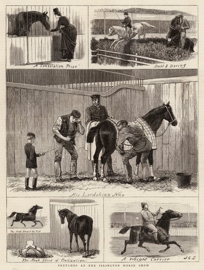 Skisser på Islington Horse Show av John Charles Dollman
