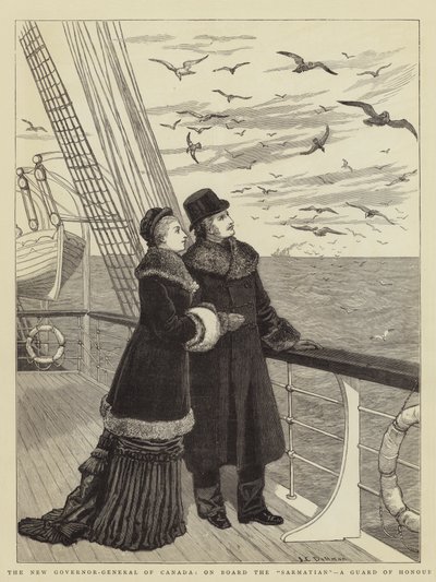 Kanadas nya generalguvernör, ombord på Sarmatian, en hedersvakt av John Charles Dollman