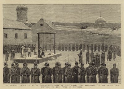 Nihilisträttegångarna i St Petersburg, avrättning av Kviatkovsky och Presniakov i Peter Paul-fästningen den 5 november 1880 av John Charles Dollman