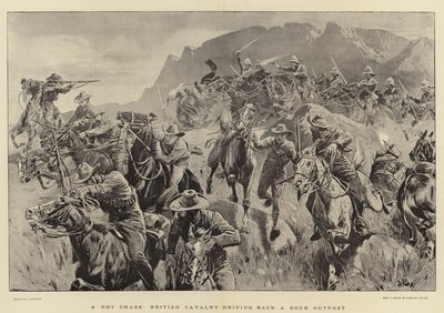 En Hot Chase, brittiskt kavalleri som kör tillbaka en Boer Outpost av John Charlton