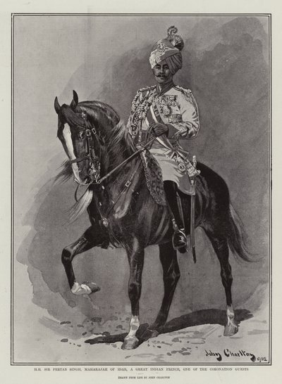 H H Sir Pertab Singh, Maharaja av Idar, en stor indisk prins, en av kröningsgästerna av John Charlton