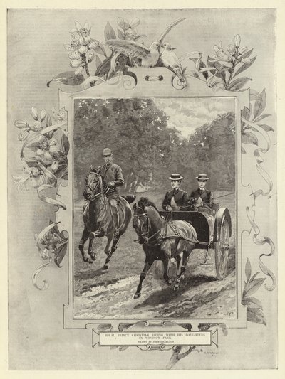 H R H Prince Christian rider med sina döttrar i Windsor Park av John Charlton
