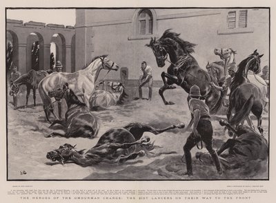 Hjältarna i Omdurman-anfallet, 21:a Lancers på väg till fronten av John Charlton