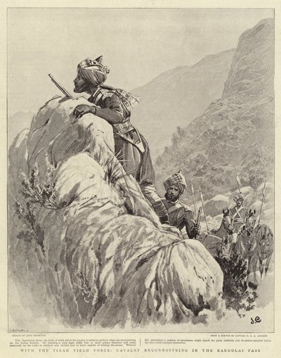Med Tirah Field Force rekognoscerar kavalleriet i Bargolai-passet av John Charlton