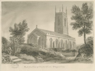 Cheadle Church: sepiateckning av John Chessell Buckler