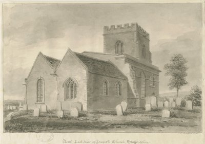 Draycott in the Moors Church: sepiateckning, 1841 av John Chessell Buckler