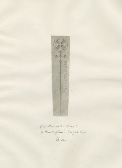Enville Church - Gravsten: sepiateckning av John Chessell Buckler