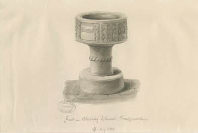 Typsnitt i Checkley Church: sepiateckning, 1841 av John Chessell Buckler