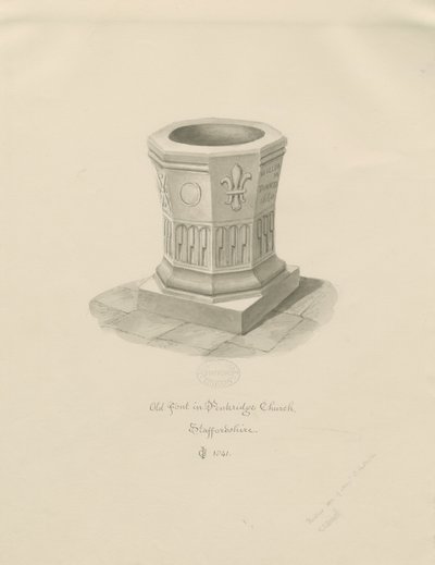 Typsnitt i Penkridge Church: sepiateckning, 1841 av John Chessell Buckler