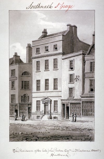 Hus på Blackman Street, Southwark, London, 1827. av John Chessell Buckler