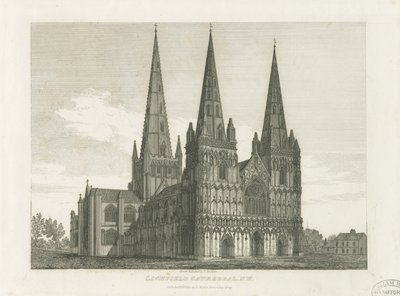 Lichfield Cathedral - West Front: gravyr, nd [c 1820] (tryck) av John Chessell Buckler